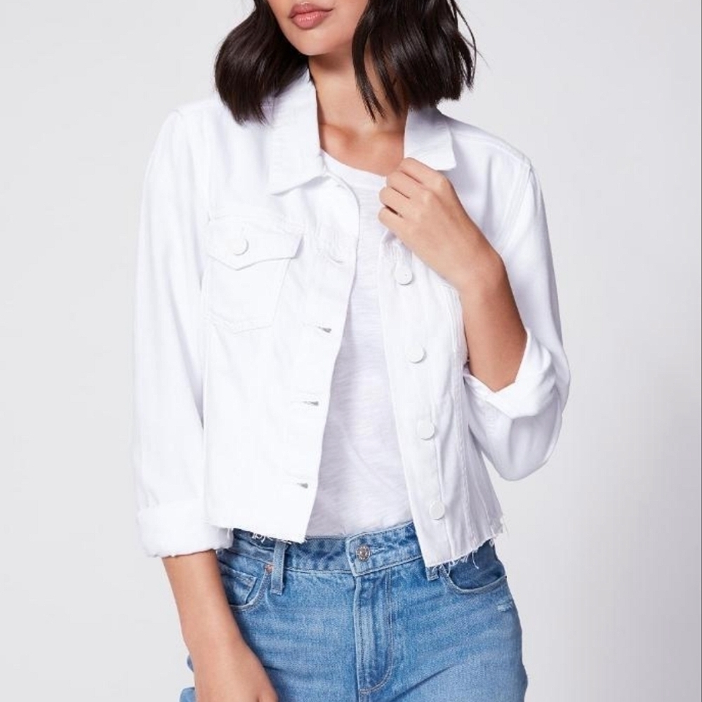 Paige Vivienne This Sh*t Is Bananas Custom Relaxed Cropped Denim Jacket White L - Picture 15 of 15